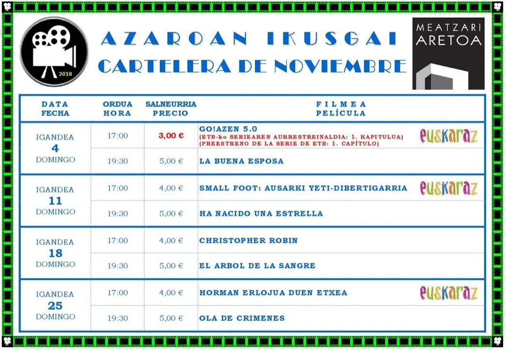 Cartelera de noviembre