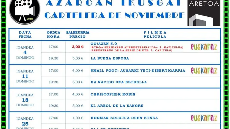 Cartelera de noviembre